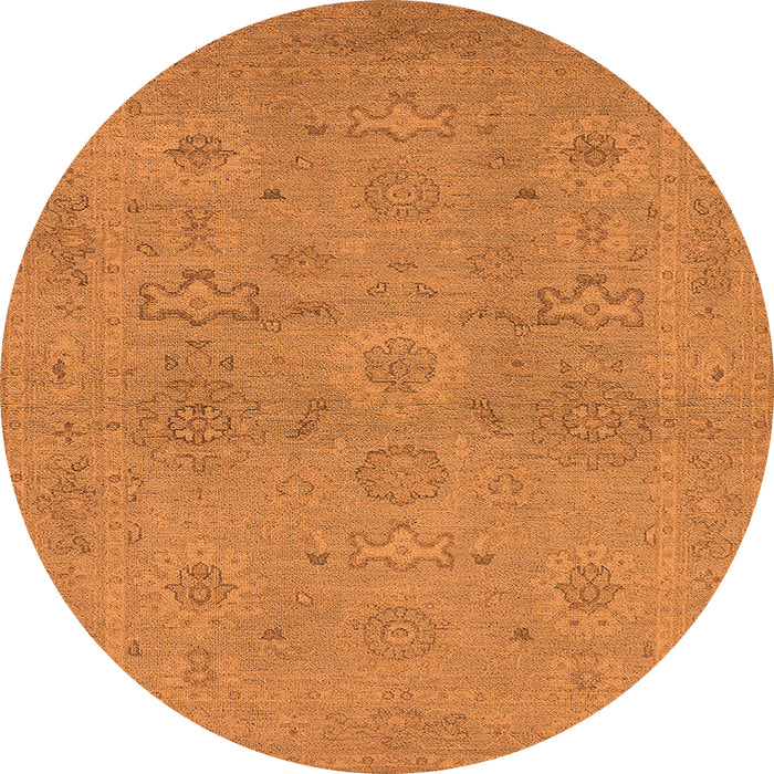 Round Machine Washable Oriental Orange Traditional Area Rugs, wshurb971org