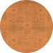 Round Machine Washable Oriental Orange Traditional Area Rugs, wshurb971org