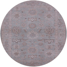 Round Machine Washable Industrial Modern Rose Dust Purple Rug, wshurb971