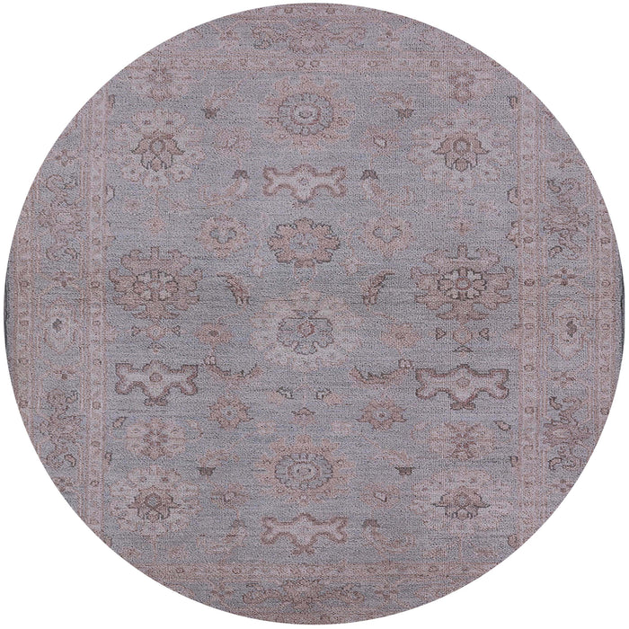 Round Machine Washable Industrial Modern Rose Dust Purple Rug, wshurb971