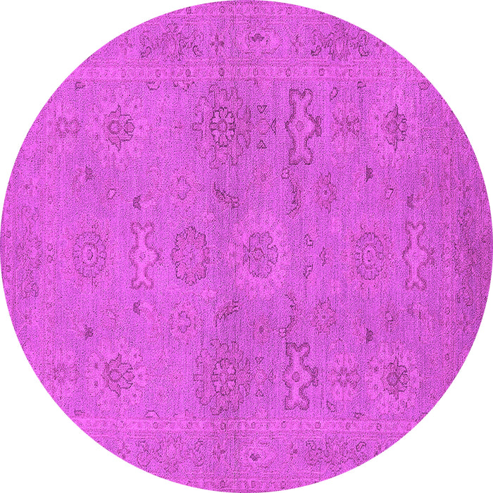Round Machine Washable Oriental Pink Traditional Rug, wshurb971pnk
