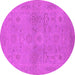 Round Machine Washable Oriental Pink Traditional Rug, wshurb971pnk