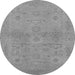 Round Machine Washable Oriental Gray Traditional Rug, wshurb971gry