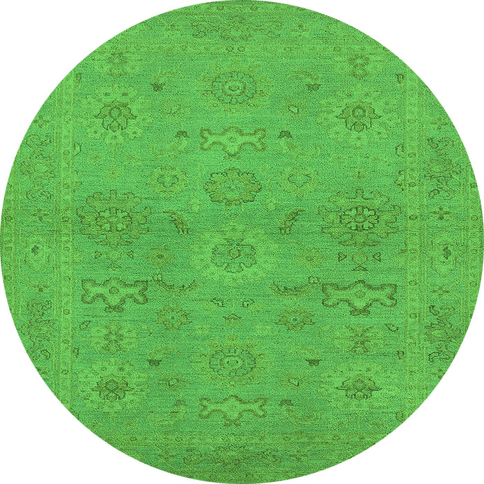 Round Oriental Green Traditional Rug, urb971grn