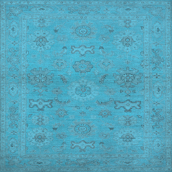 Square Machine Washable Oriental Light Blue Traditional Rug, wshurb971lblu
