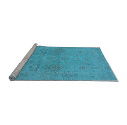 Sideview of Machine Washable Oriental Light Blue Traditional Rug, wshurb971lblu