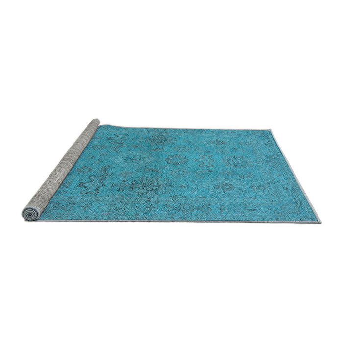 Sideview of Machine Washable Oriental Light Blue Traditional Rug, wshurb971lblu