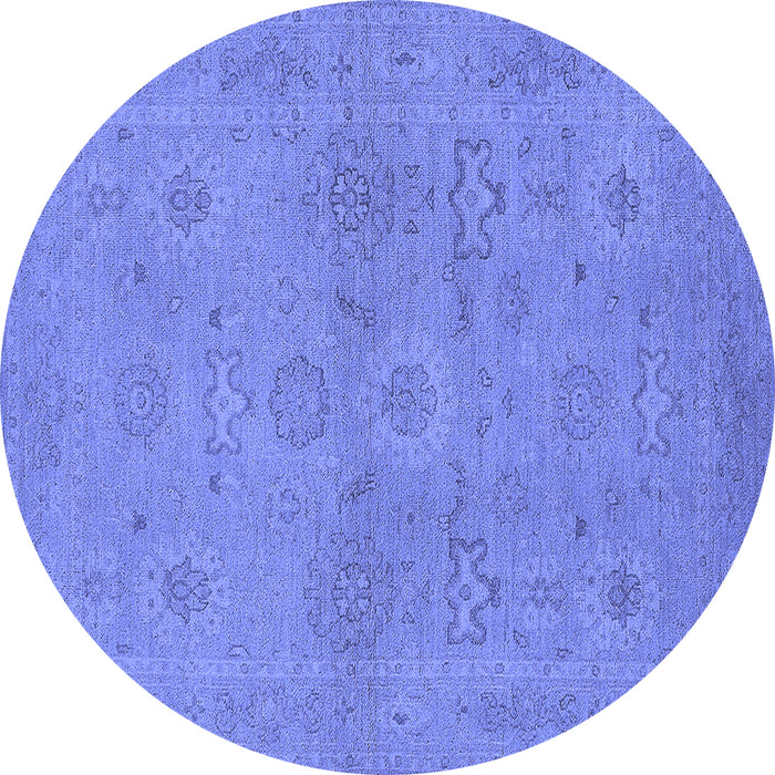 Round Oriental Blue Traditional Rug, urb971blu