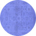 Round Oriental Blue Traditional Rug, urb971blu