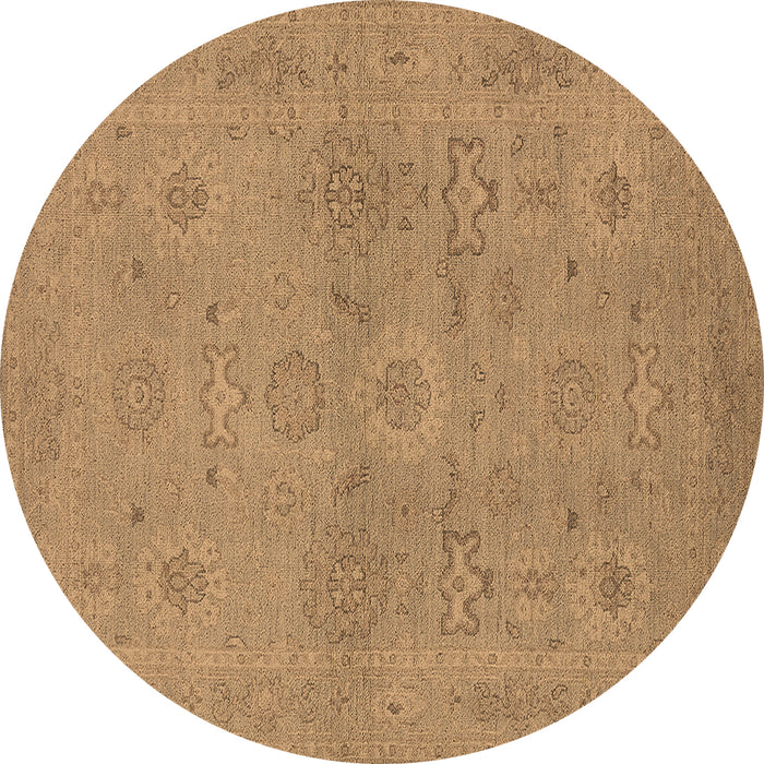 Round Oriental Brown Traditional Rug, urb971brn
