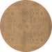 Round Oriental Brown Traditional Rug, urb971brn