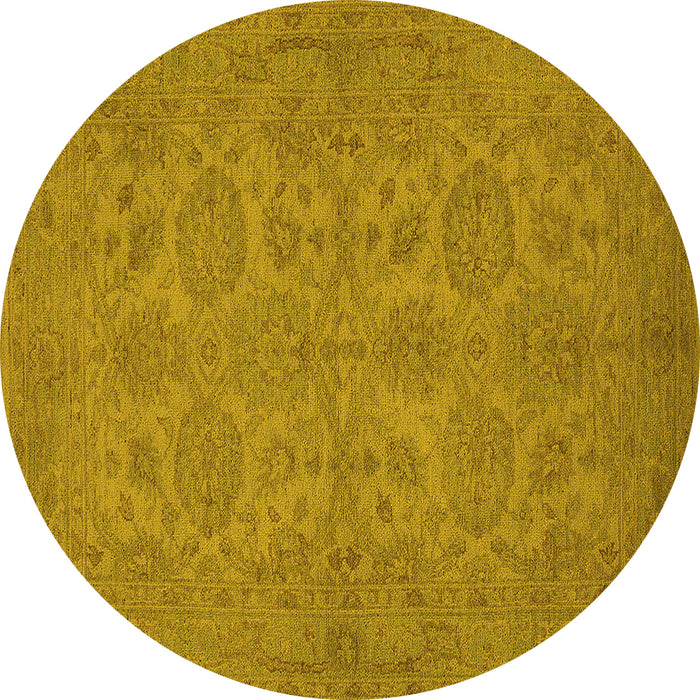 Round Oriental Yellow Traditional Rug, urb972yw