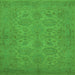 Square Machine Washable Oriental Green Traditional Area Rugs, wshurb972grn