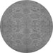 Round Machine Washable Oriental Gray Traditional Rug, wshurb972gry