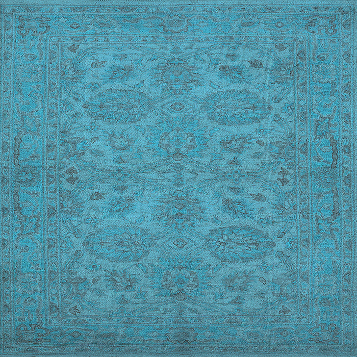 Square Machine Washable Oriental Light Blue Traditional Rug, wshurb972lblu