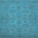Square Machine Washable Oriental Light Blue Traditional Rug, wshurb972lblu