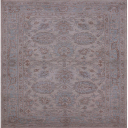 Square Mid-Century Modern Mauve Taupe Purple Oriental Rug, urb972