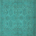 Square Oriental Turquoise Traditional Rug, urb972turq