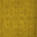 Square Machine Washable Oriental Yellow Traditional Rug, wshurb972yw