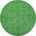 Round Oriental Emerald Green Traditional Rug, urb972emgrn