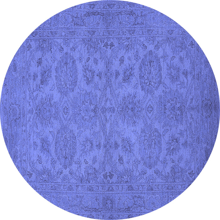 Round Oriental Blue Traditional Rug, urb972blu