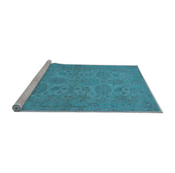 Sideview of Machine Washable Oriental Light Blue Traditional Rug, wshurb972lblu