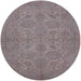 Round Mid-Century Modern Mauve Taupe Purple Oriental Rug, urb972