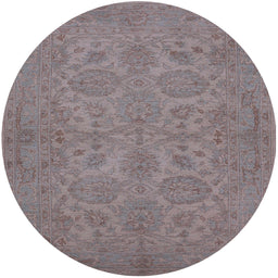 Round Machine Washable Industrial Modern Mauve Taupe Purple Rug, wshurb972