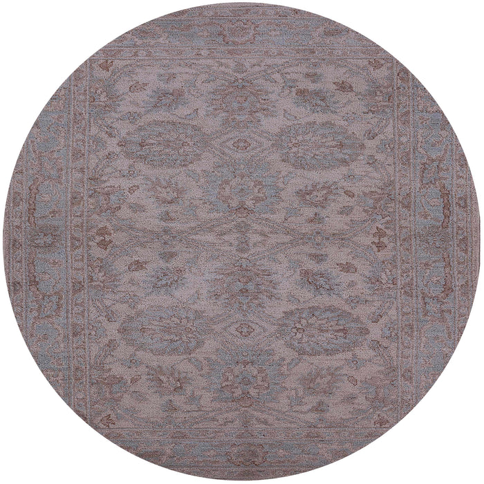 Round Machine Washable Industrial Modern Mauve Taupe Purple Rug, wshurb972