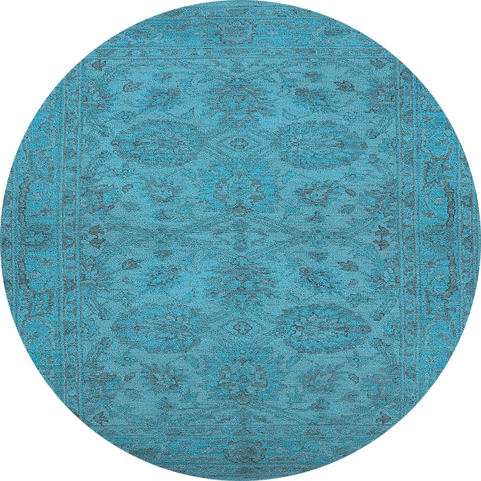 Round Oriental Light Blue Traditional Rug, urb972lblu