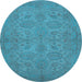 Round Oriental Light Blue Traditional Rug, urb972lblu