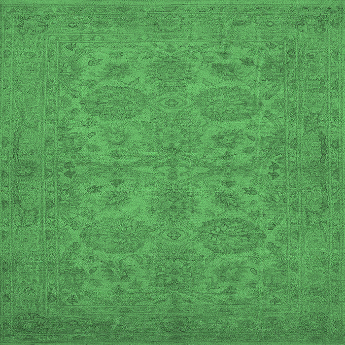Square Machine Washable Oriental Emerald Green Traditional Area Rugs, wshurb972emgrn