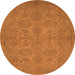 Round Machine Washable Oriental Orange Traditional Area Rugs, wshurb972org