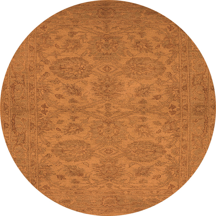 Round Oriental Orange Traditional Rug, urb972org