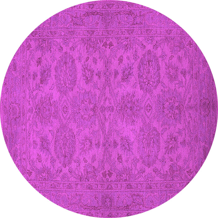 Round Machine Washable Oriental Pink Traditional Rug, wshurb972pnk