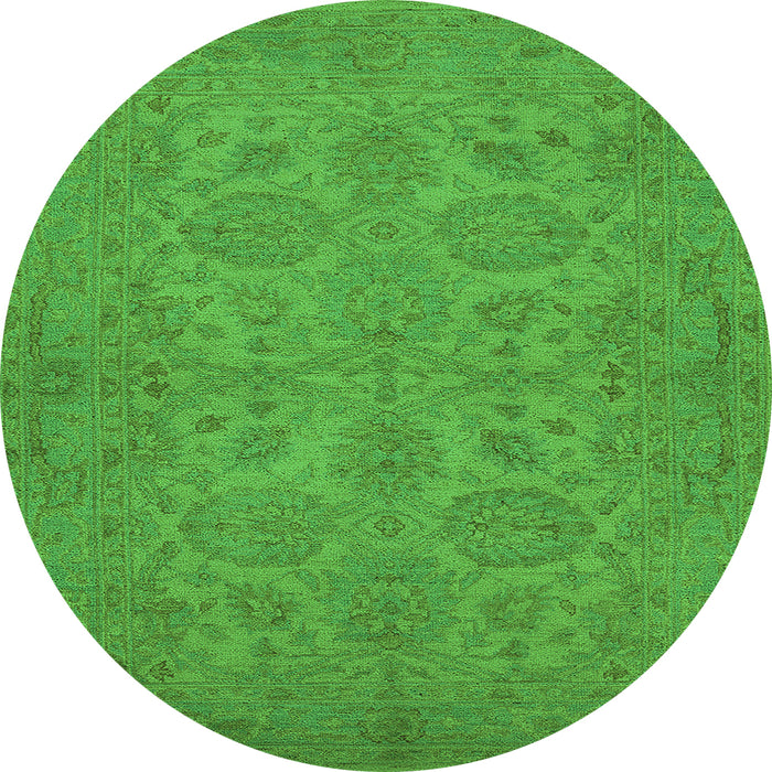 Round Oriental Green Traditional Rug, urb972grn