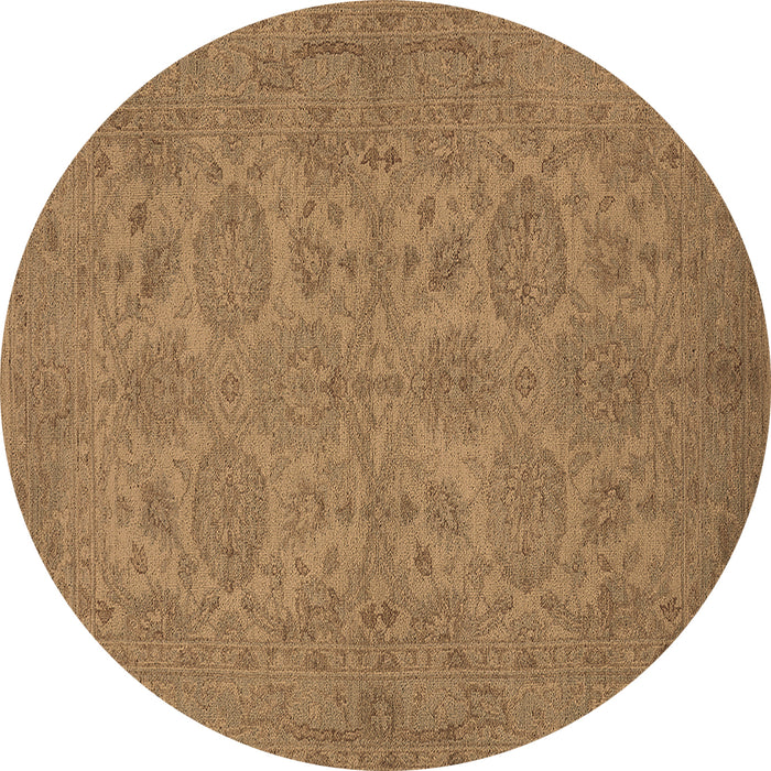 Round Machine Washable Oriental Brown Traditional Rug, wshurb972brn