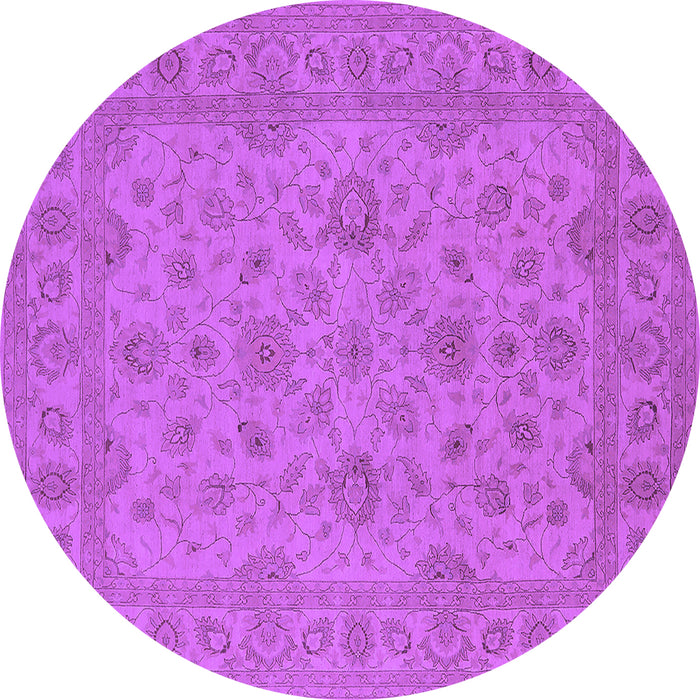 Round Machine Washable Oriental Purple Traditional Area Rugs, wshurb973pur