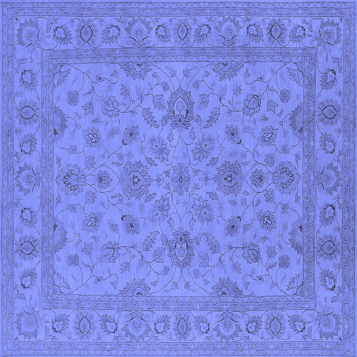 Square Machine Washable Oriental Blue Traditional Rug, wshurb973blu