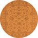 Round Machine Washable Oriental Orange Traditional Area Rugs, wshurb973org