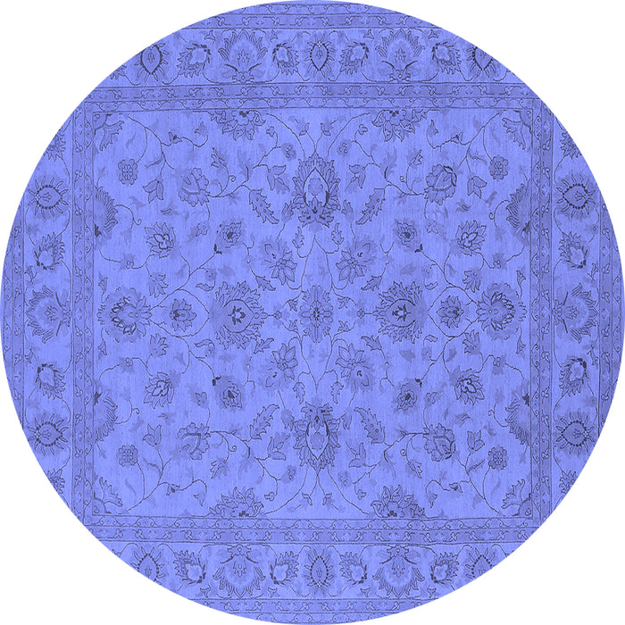 Round Oriental Blue Traditional Rug, urb973blu