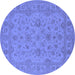 Round Oriental Blue Traditional Rug, urb973blu