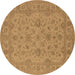 Round Oriental Brown Traditional Rug, urb973brn