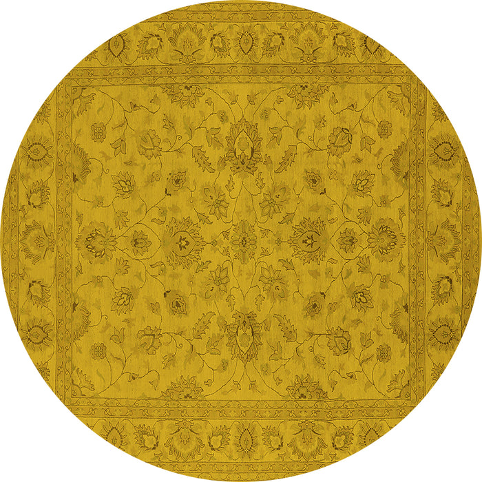 Round Oriental Yellow Traditional Rug, urb973yw