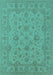Machine Washable Oriental Turquoise Traditional Area Rugs, wshurb973turq