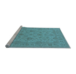 Sideview of Machine Washable Oriental Light Blue Traditional Rug, wshurb973lblu