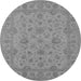 Round Machine Washable Oriental Gray Traditional Rug, wshurb973gry