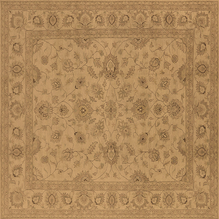 Square Machine Washable Oriental Brown Traditional Rug, wshurb973brn