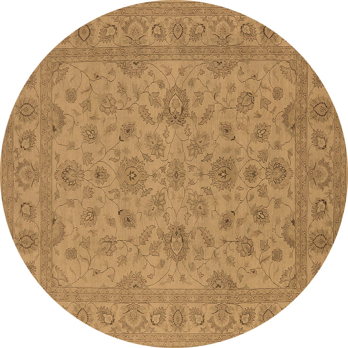 Round Machine Washable Oriental Brown Traditional Rug, wshurb973brn