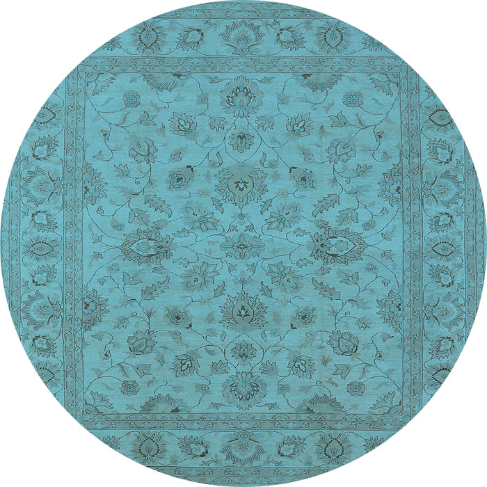 Round Oriental Light Blue Traditional Rug, urb973lblu